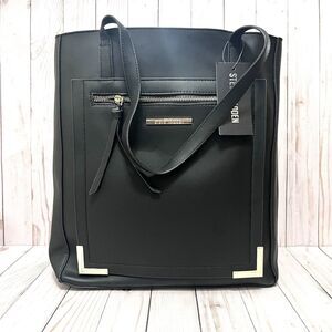NWT Steve Madden Btori Black Large Tote with Cosmetic Bag